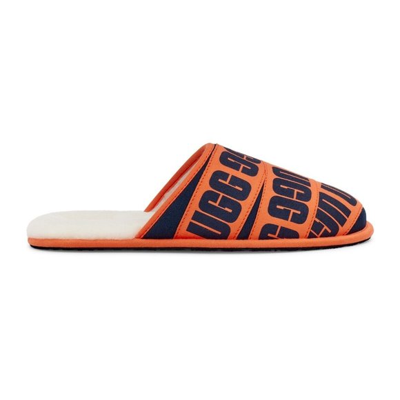 NWOB UGG Scuff Graphic Band Logo Orange Slippers Classic Slip-On Size 8 Letters - Picture 1 of 7